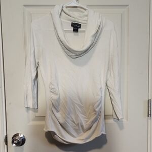 White Cowl Neck Sweater, Size Large